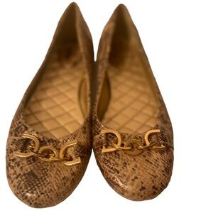 Snakeskin Style Flat Shoes With Chain Link  SILLY Size 7M